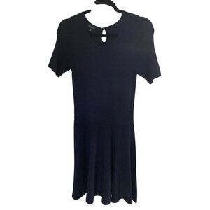 Talbots Navy Women Short Sleeve Sweater Dress Full Skirt  Small  NWT